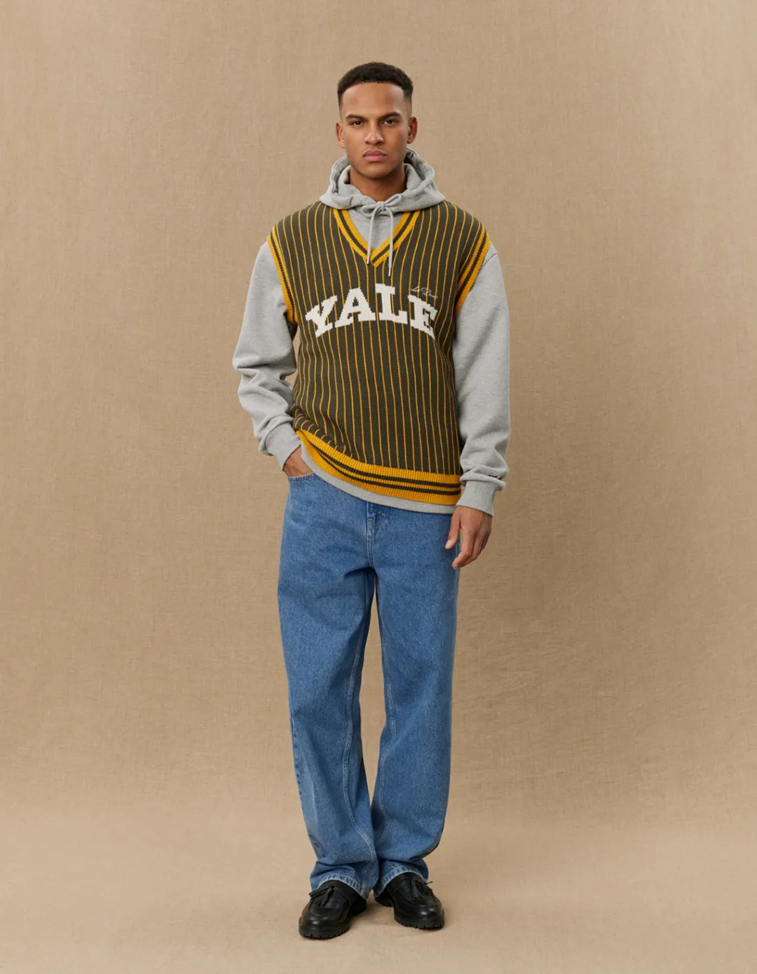 Les Deux Yale Pinstripe V-Neck Knit Vest | Knitwear