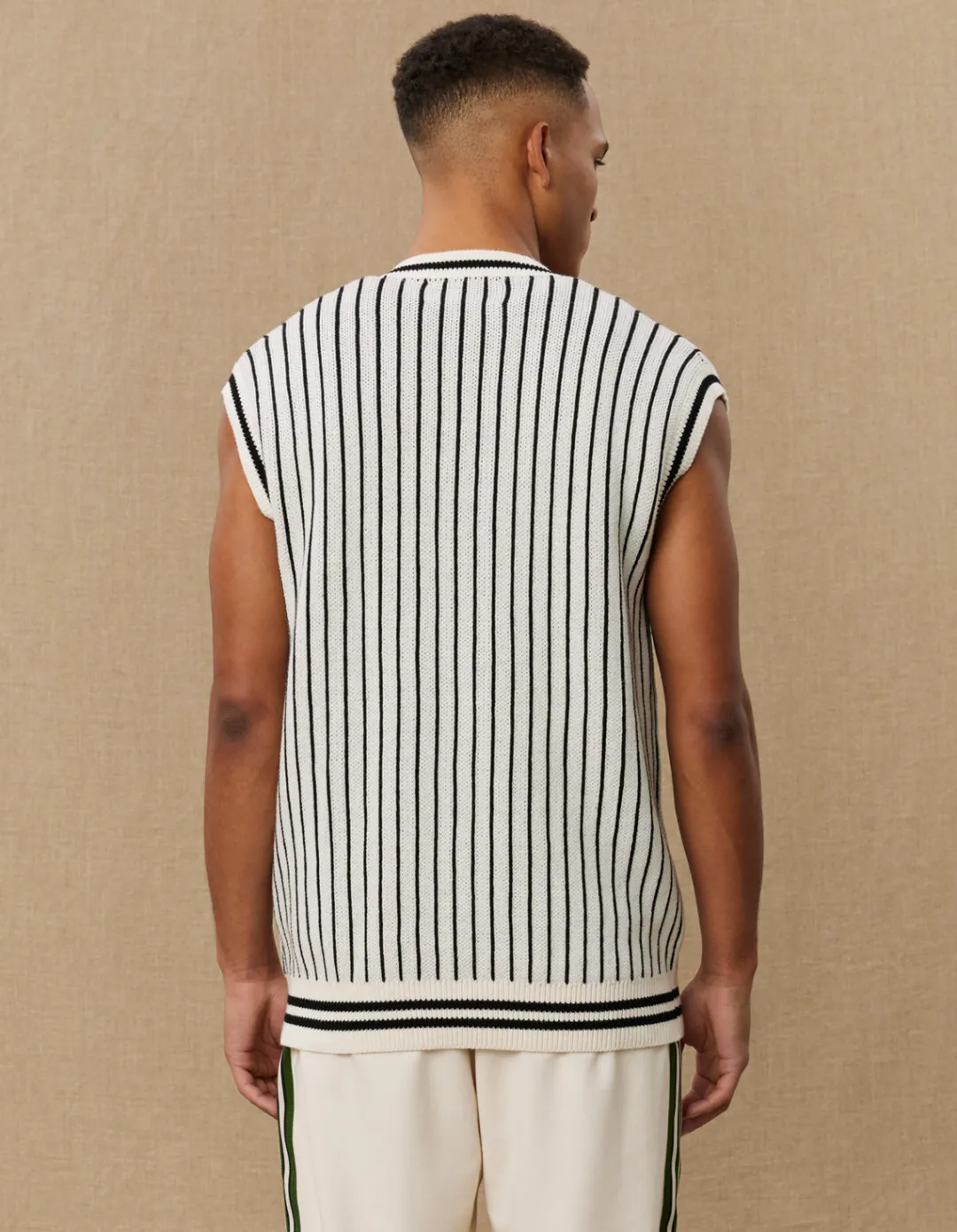 Les Deux Yale Pinstripe V-Neck Knit Vest | Knitwear