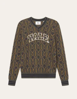 Les Deux Yale V-Neck Jacquard Knit | Knitwear