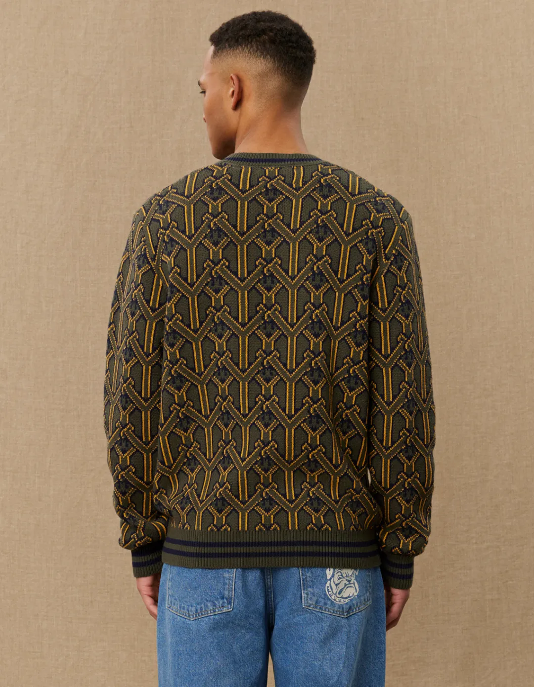 Les Deux Yale V-Neck Jacquard Knit | Knitwear
