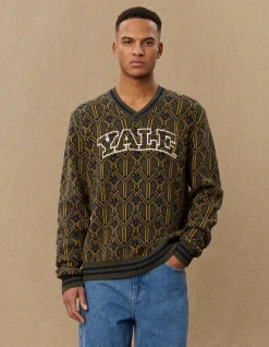 Les Deux Yale V-Neck Jacquard Knit | Knitwear
