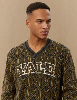 Les Deux Yale V-Neck Jacquard Knit | Knitwear